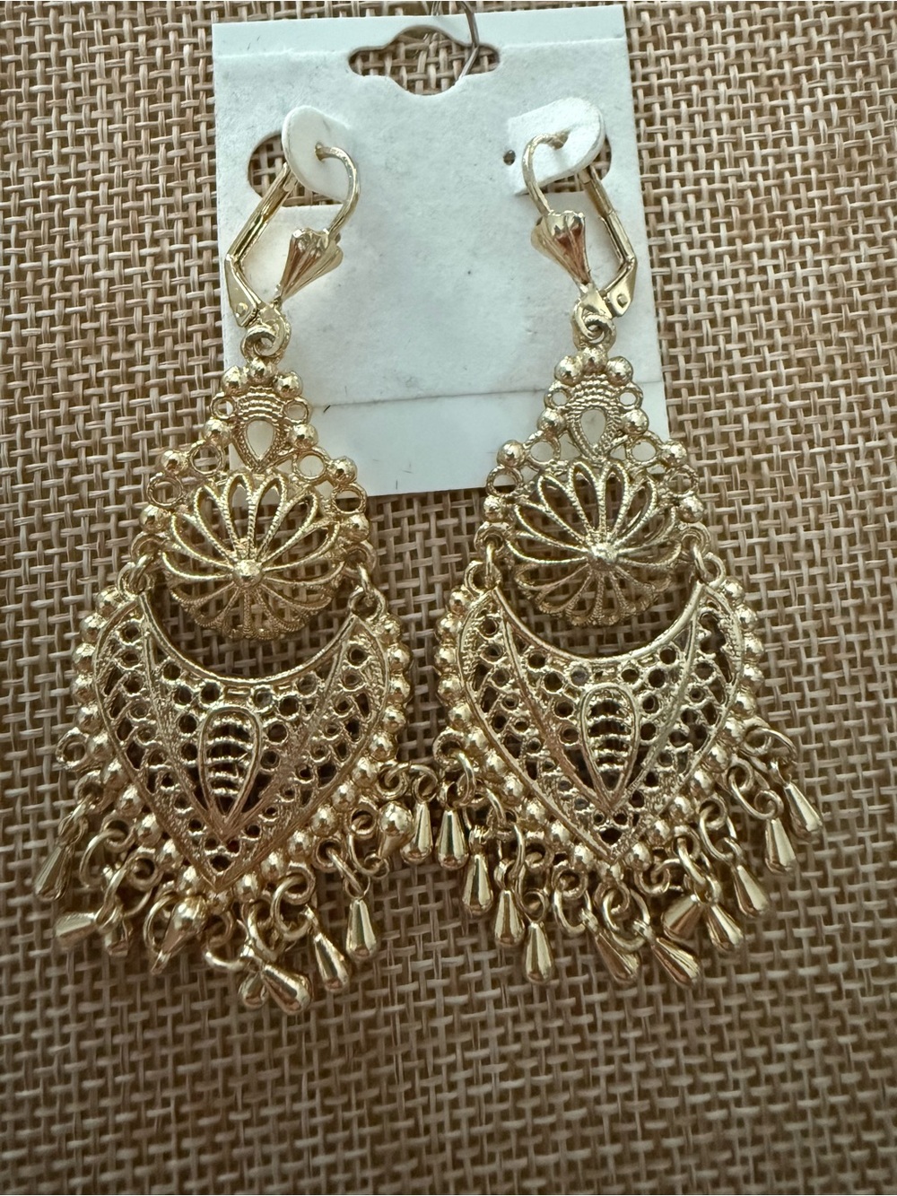 Gold Filigree Dangle Earrings